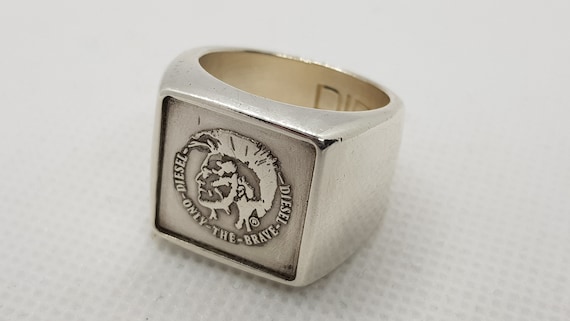 2 ORIGINAL DIESEL Men 925 Sterling Silver Signet Ring to Choose