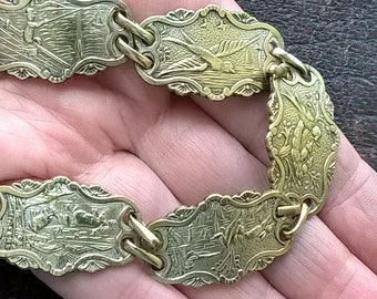 Antique 1930's French Brass Bird French Country Antique Nature Swallow Bracelet