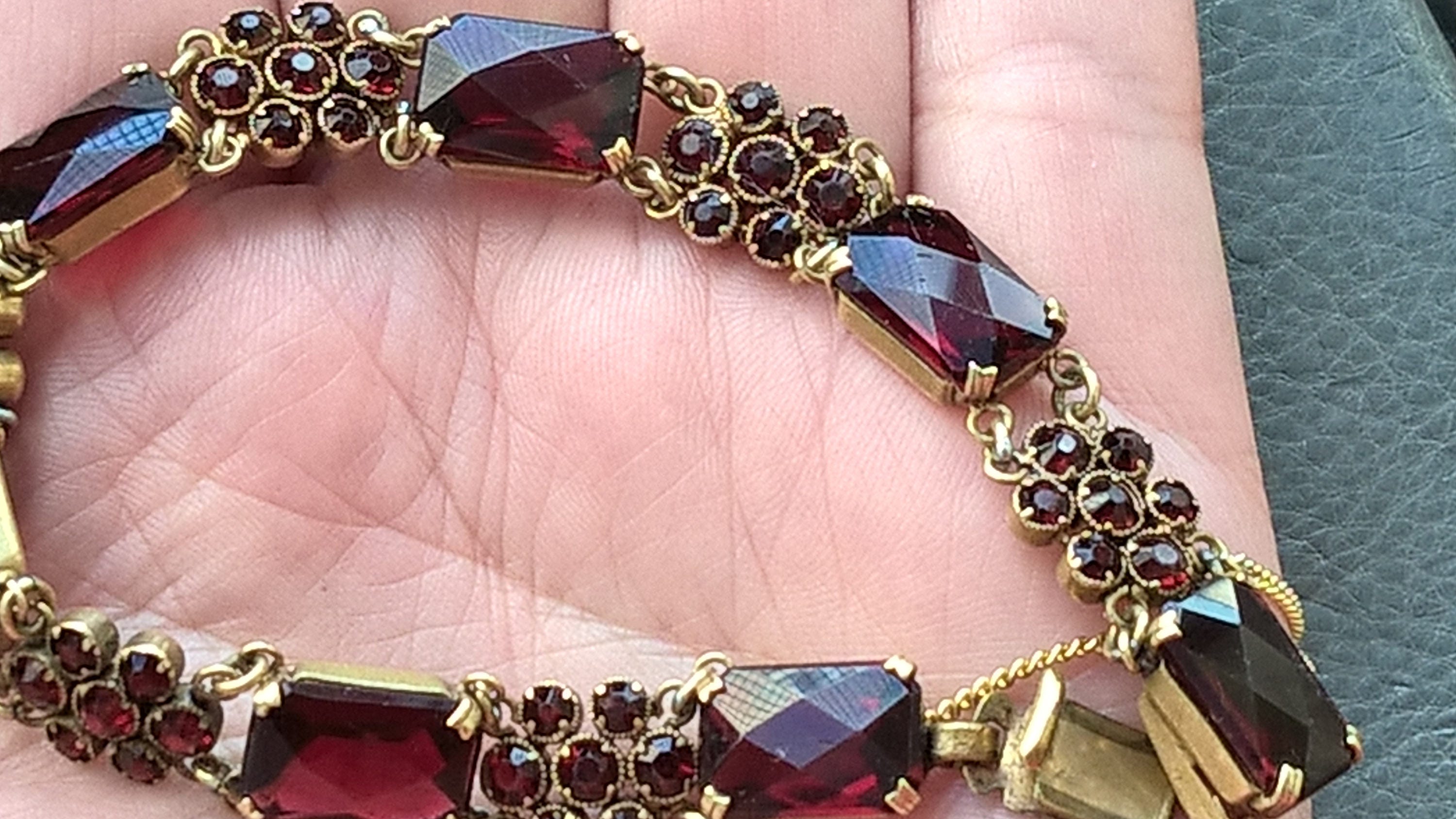 Antique 1920's Brass Faceted Realistic Garnet Glass Beads | Etsy
