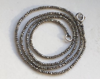 Antique Style Cut Steel Victorian Beads Sterling Silver Clasp 44cm Chain Necklace Without Pendant