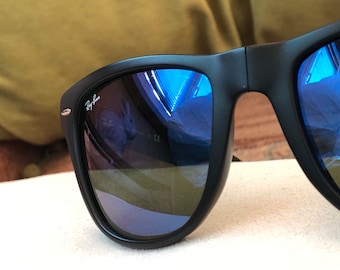 Vantage 2000's Foldable! Ray Ban Wayfarer Model 4105 Blue Mirror Coating Original RB Laser Engraving Sunglasses
