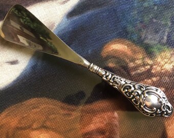 Vintage Silver Plated Ornament Handle Hallmarked Shoehorn