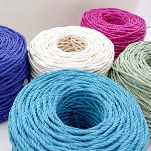 4 mm dänische Papierschnüre Corde danoise Papierschnüre für Stuhlflechten Frühlingsfarben bunt (ca 135m lang)