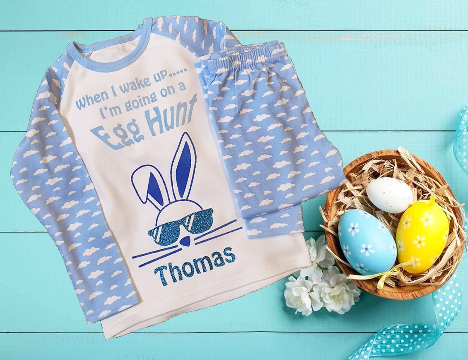 Easter Pyjamas Bunny Pjs Easter Pjs When i wake up pjs Etsy