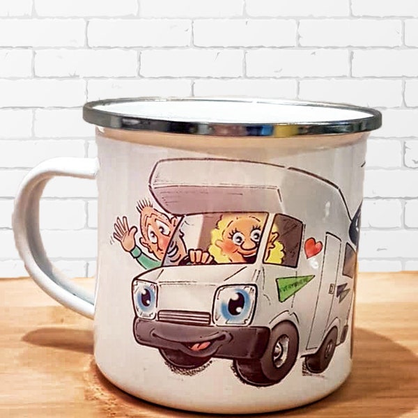 Personalised Enamel Campervan Mug: Adventure Before Dementia