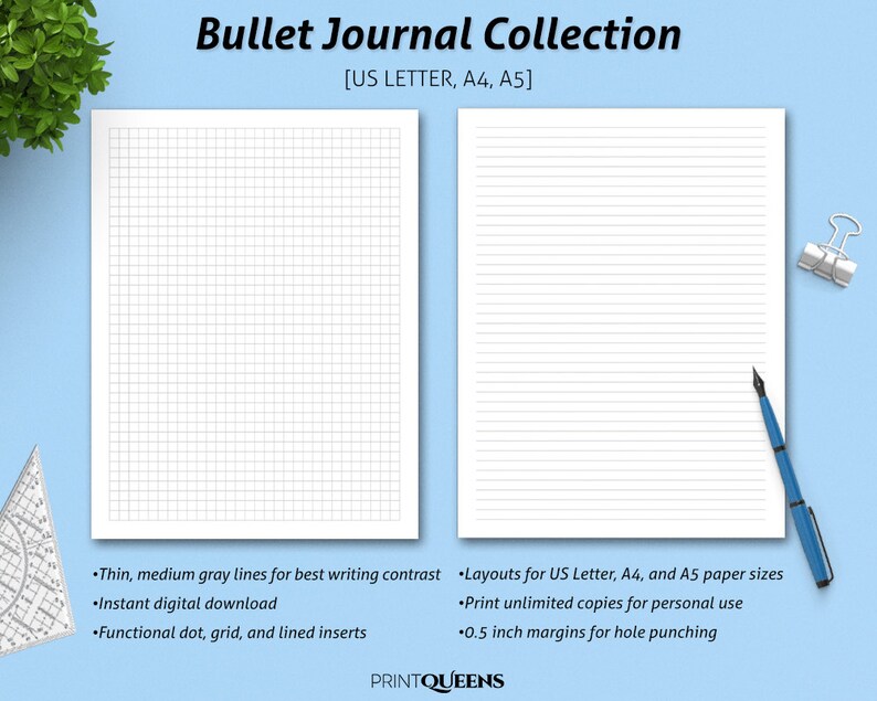 bullet journal a5 dot grid paper dot grid journal lined etsy