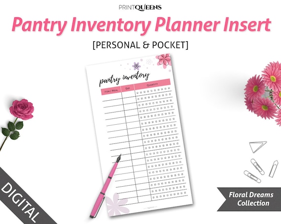 Pantry Inventory Personal Planner Insert Printable Pantry
