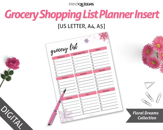 grocery list notepad meal planning a5 planner size menu planner