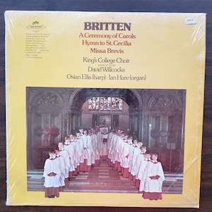 PRISTINE Britten Ceremony of Carols LP, Vintage Vinyl Record Album, King's College Cambridge. Orig Shrink, Classical Music Christmas Gift image 1