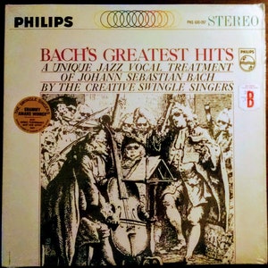 Swingle Singers Bach Greatest Hits LP, Superb! Grammy Winning 1960s Vintage Vinyl Record Album Orig Shrink, Sleeve. Fun Classical Music Gift