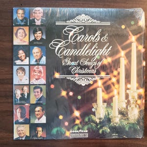 70s Goodyear Christmas LP, Lovely! Vintage Vinyl Record Album Carols & Candlelight. Julie Andrews, Doris Day, Tony Bennett, Mahalia Jackson