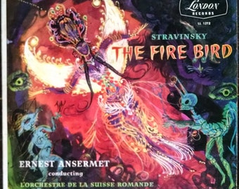 Stravinsky Firebird Ballet LP, Beautiful! 1950s Vintage Vinyl Record Album, Historic performance fantastic cover art! Classical music gift!