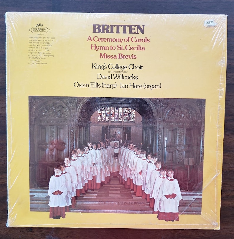 PRISTINE Britten Ceremony of Carols LP, Vintage Vinyl Record Album, King's College Cambridge. Orig Shrink, Classical Music Christmas Gift image 1