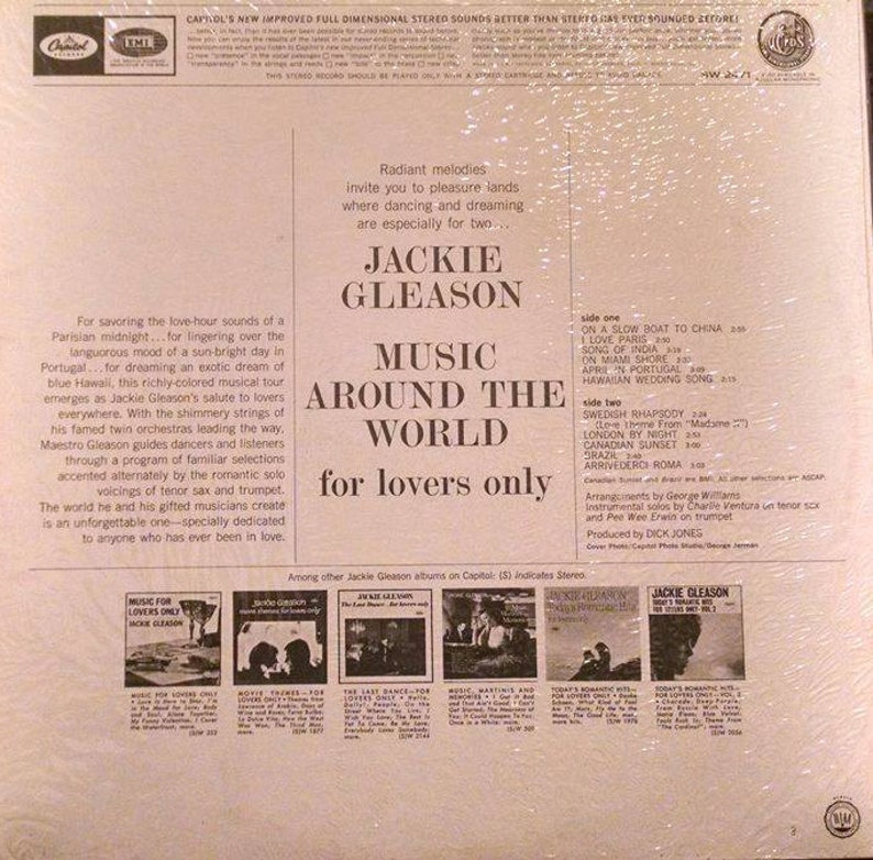 Jackie Gleason LP, Test Played 60s Vintage Vinyl Record Album Music Around the World. Manga original, arte fresco. Regalo retro de despedida de soltero imagen 2