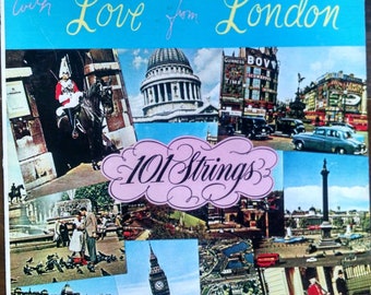 Love From London 101 Strings LP, Test Played! 60s Vintage Vinyl Record Album of British Music. Colorful Cover Art, Nostalgic Midcentury Gift