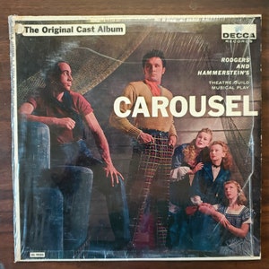 Carousel Musical LP, Original Shrink! 1950s Decca Original Cast Vintage Vinyl Record John Raitt, Jan Clayton. Beautiful Broadway Gift