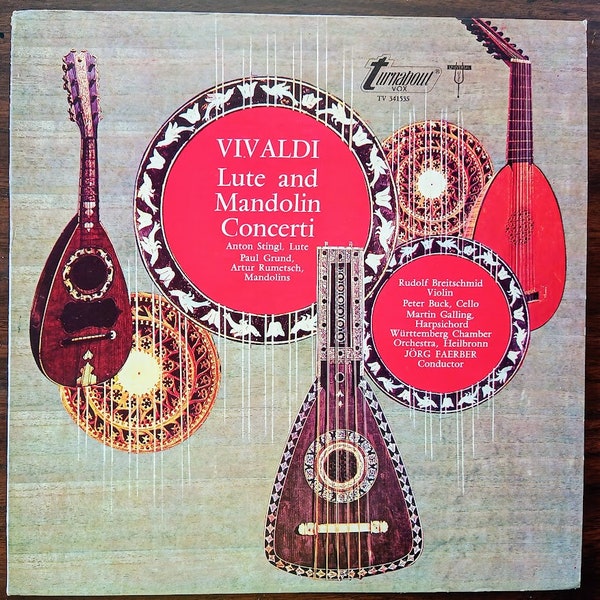 Vivaldi LP,  Lovely! Guitar Mandolin Concertos, Vintage Vinyl Record Album Former Radio Station Copy. Classical Guitar Classical Music Gift