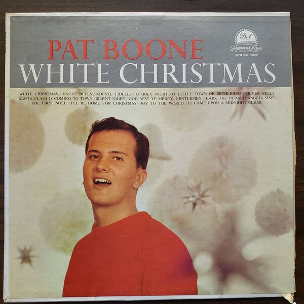 Pat Boone Christmas LP,  Test Played! 1950s Vintage Vinyl Record Album Retro Christmas Carols Silent Night O Holy Night Silver Bells. Lovely