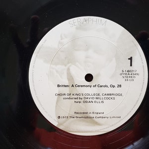 PRISTINE Britten Ceremony of Carols LP, Vintage Vinyl Record Album, King's College Cambridge. Orig Shrink, Classical Music Christmas Gift image 5