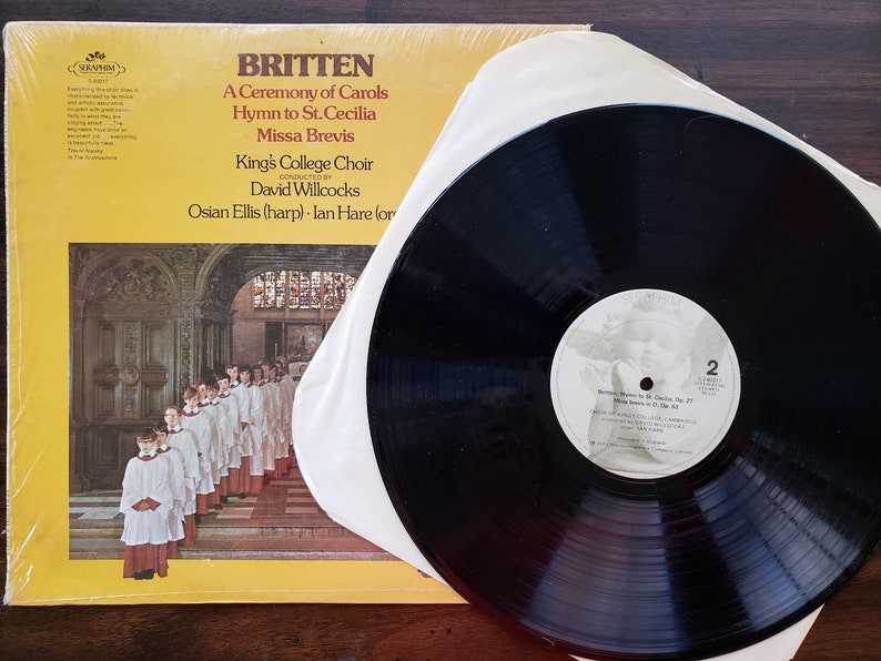 PRISTINE Britten Ceremony of Carols LP, Vintage Vinyl Record Album, King's College Cambridge. Orig Shrink, Classical Music Christmas Gift image 4