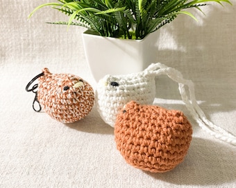 Mabel Chicken Keychain: Mini Crochet Cotton Bag Charm