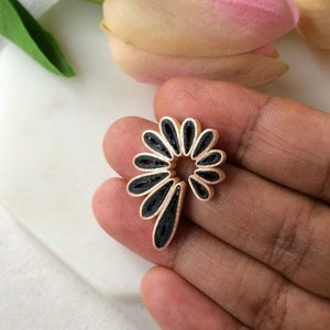 Black Aesthetic earrings Gift for her, Flower statement earrings bridesmaid gift, Minimalist gothic jewelry, Paper quilling Handmade jewelry image 5