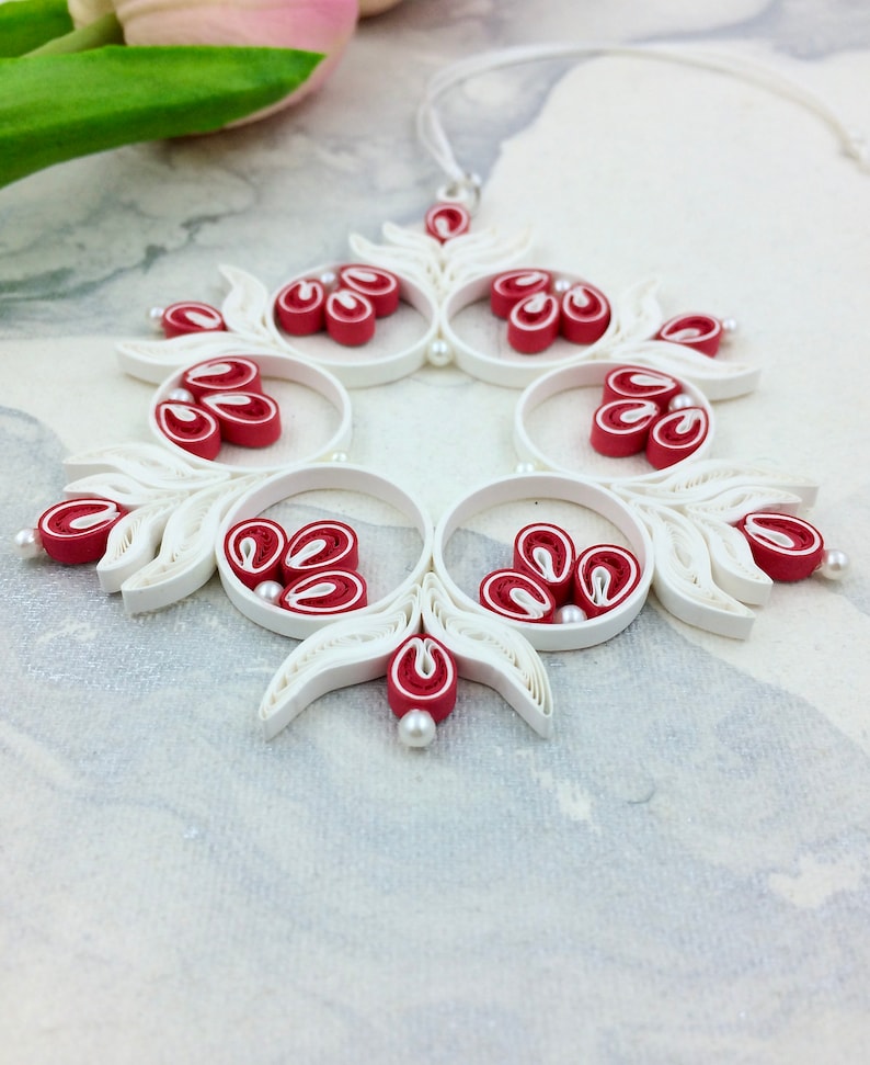 Unique Christmas tree ornaments, Paper quilling art, Modern Christmas decorations, Unique christmas bauble, Employee Christmas gifts image 2