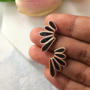 Black Aesthetic earrings Gift for her, Flower Boho Statement earrings Bridesmaid gift, Lightweight paper quilling jewelry, Handmade jewelry image 6