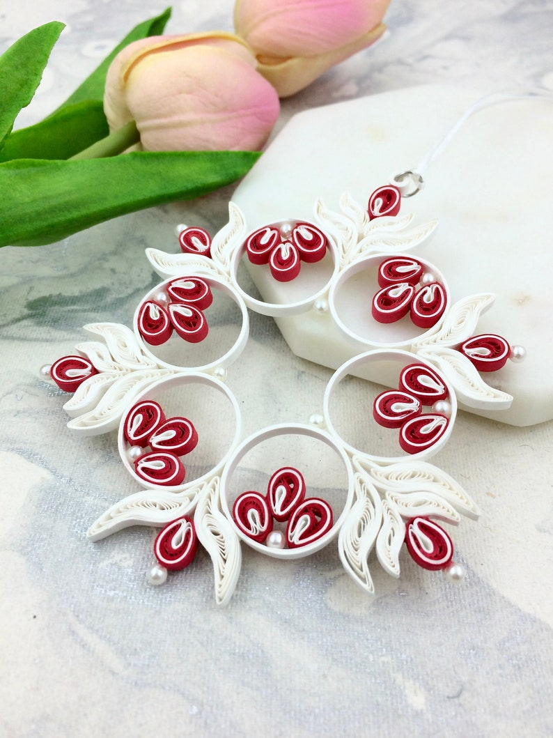 Unique Christmas tree ornaments, Paper quilling art, Modern Christmas decorations, Unique christmas bauble, Employee Christmas gifts image 1