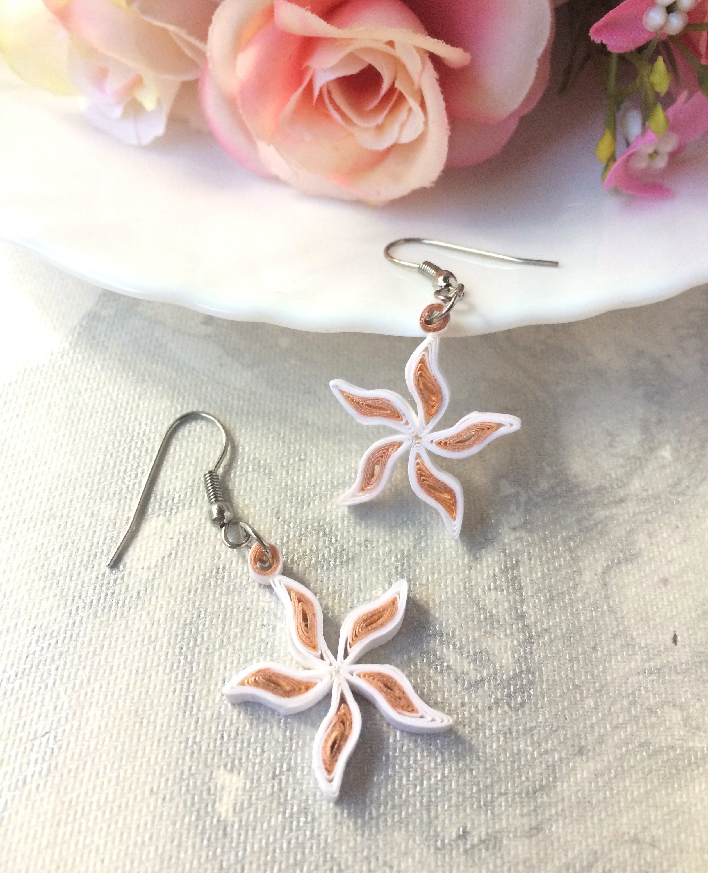 Buy Flower Paper Quilled Earrings 20th Birthday Gift Quilling Online in  India  Etsy