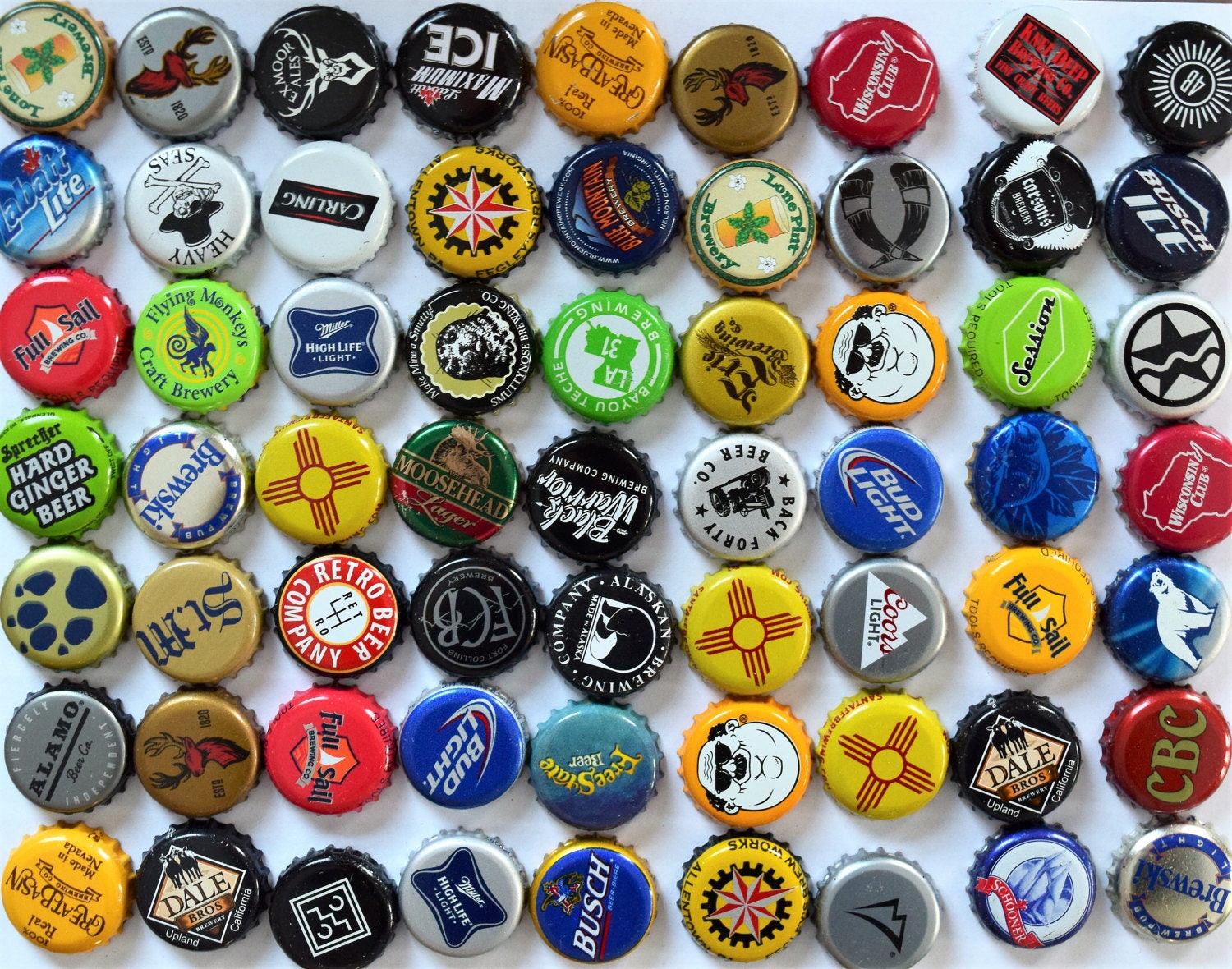 50 assorted NO DENTS Beer Bottle Caps, Bottle Cap Lot for Craft