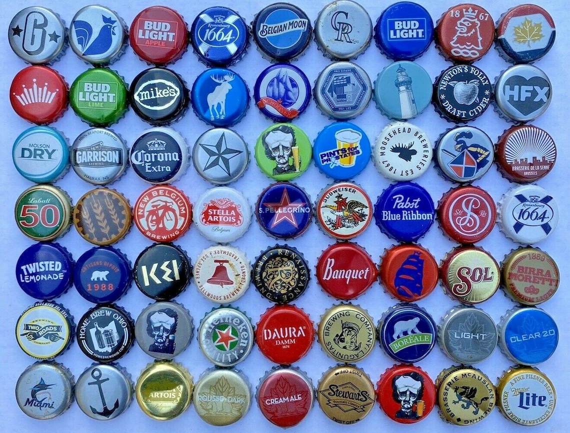 50 UNIQUE ASSORTED Beer Bottle Caps Great Value Fun Etsy