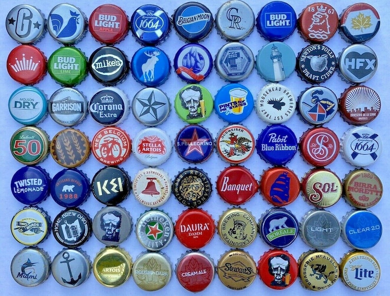 50 UNIQUE ASSORTED Beer Bottle Caps Great Value Fun - Etsy