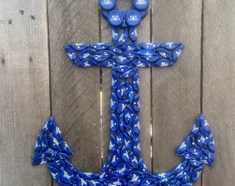 Bud Light Anchor Beer Cap Wall Art, Nautical Decor (19x14)
