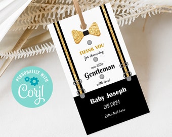 Little Gentleman Baby Shower Thank you Tags - Little Gentleman thank you cards - Bowtie Baby Shower Thank You - Tuxedo Baby Shower thank you