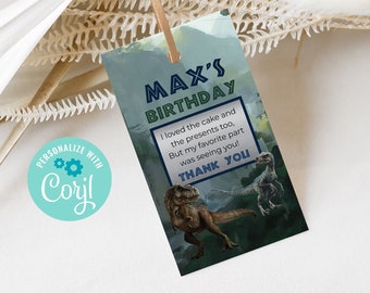 Jurassic Era Dinosaurs Thank you Tags - Jurassic Era Dinosaurs thank you cards - Instant download favor gift cards