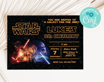 Star Wars The Force Awakens Birthday Party Invitation Instant Digital Download