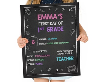 First Day of School Editable Printable Sign Poster - Instant Download - Edit with Corjl