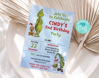 Merry Grinchmas Party Invitation Instant Digital Download