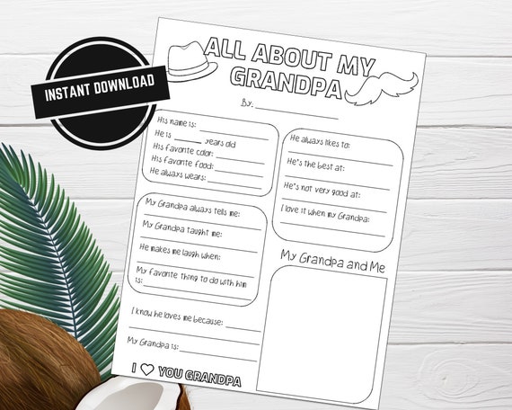 All About my Grandpa Printable Father's Day gift for | Etsy