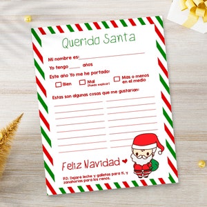 Carta a Santa en Español, Lista de deseos, Lista de Navidad para imprimir, Carta Querido San Nicolas imagem 1