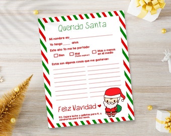 Carta a Santa en Español, Lijst van deseos, Lijst van Navidad para imprimir, Carta Querido San Nicolas