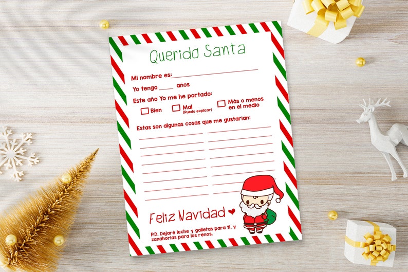 Carta a Santa en Español, Lista de deseos, Lista de Navidad para imprimir, Carta Querido San Nicolas image 1