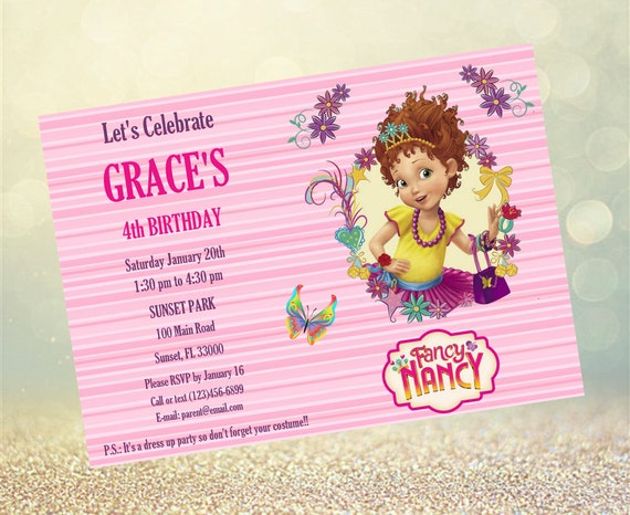 Fancy Nancy Birthday Party Invitation Decorations Editable Etsy
