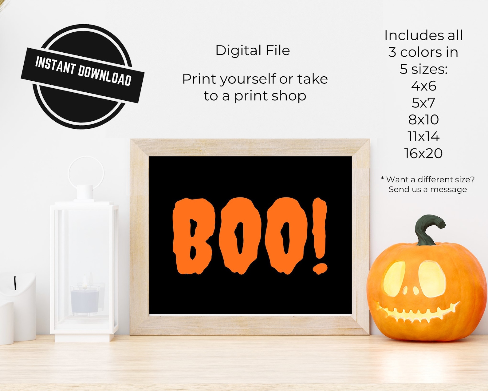 Boo Halloween Decoration Printable Sign Instant Download - Etsy