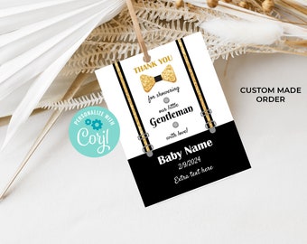 Custom Made Little Gentleman Thank you Tags - 1.5 x 2 inches