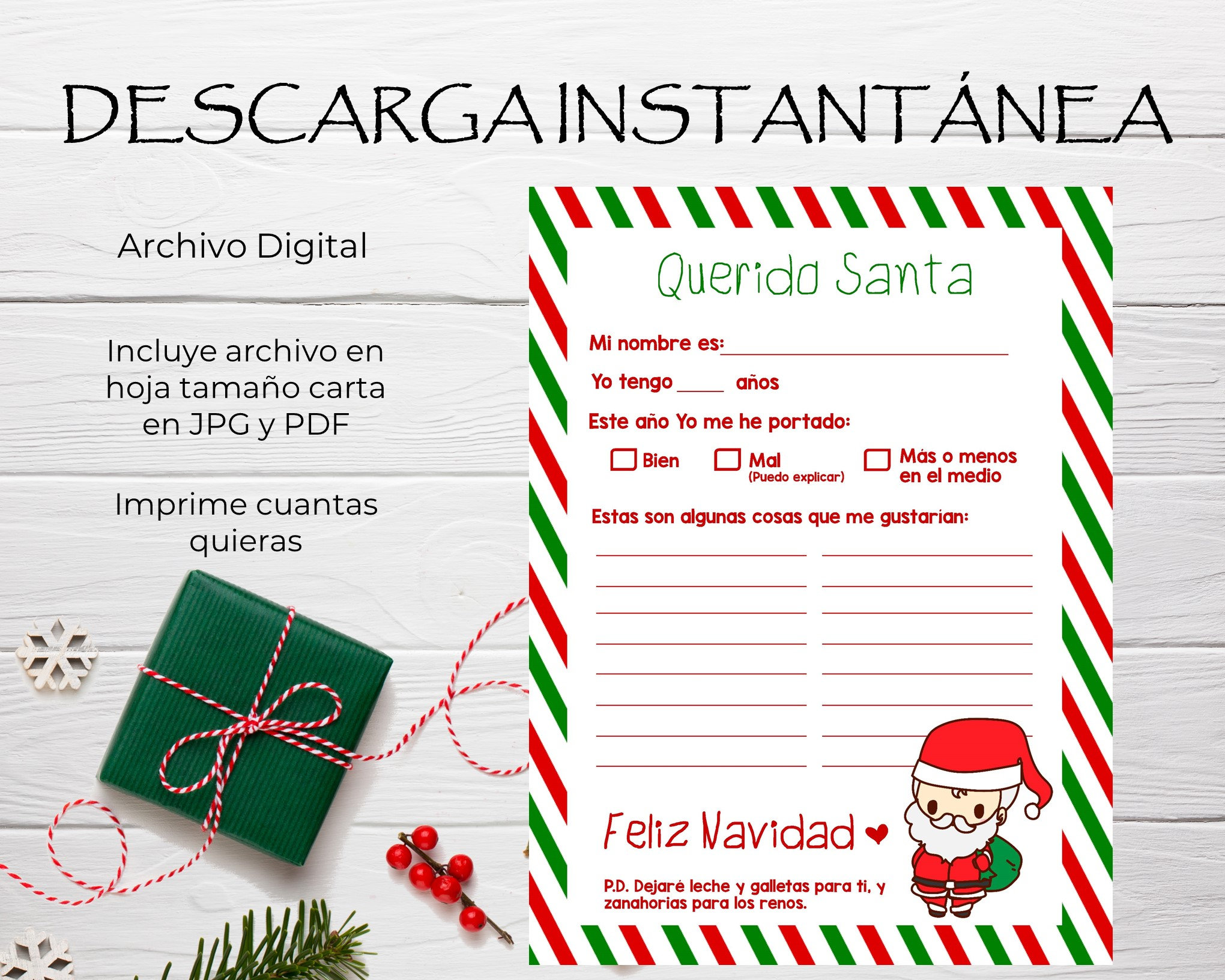 resumen infraestructura idiota Carta a Santa En Español Lista De Deseos Lista De Navidad - Etsy