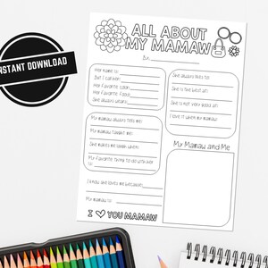 All About My Mamaw Printable Mother's Day Gift | Etsy