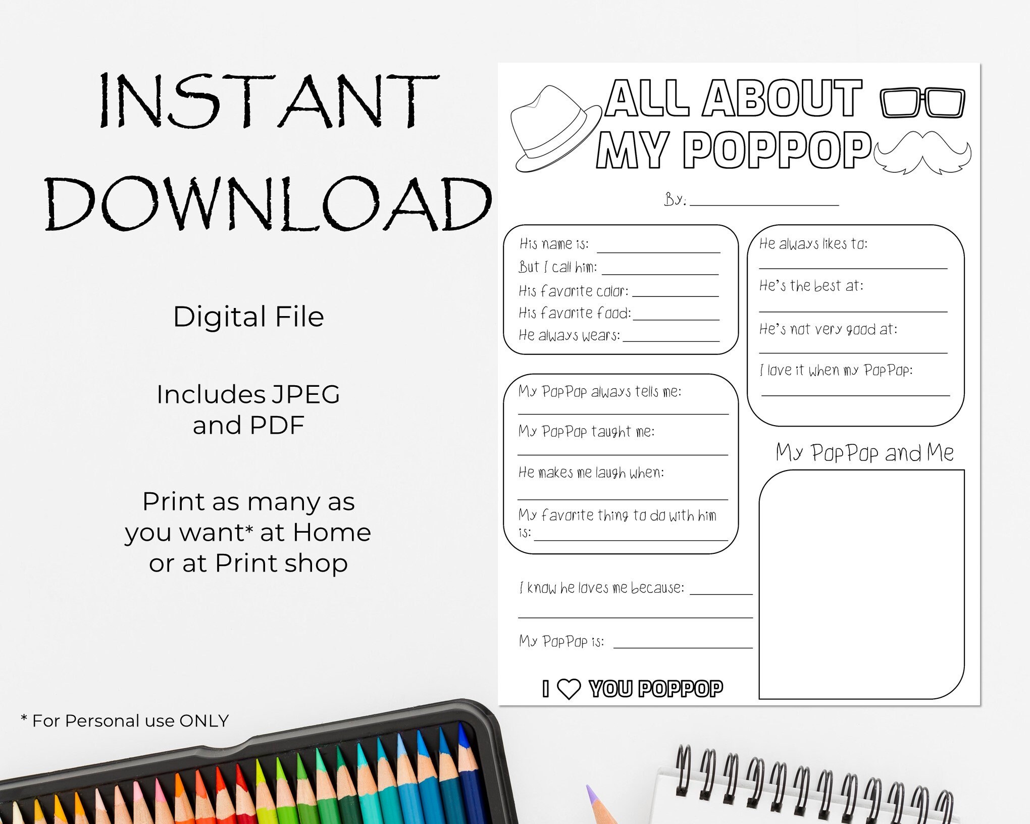 All About My Poppop Printable Father's Day Activity Etsy UK