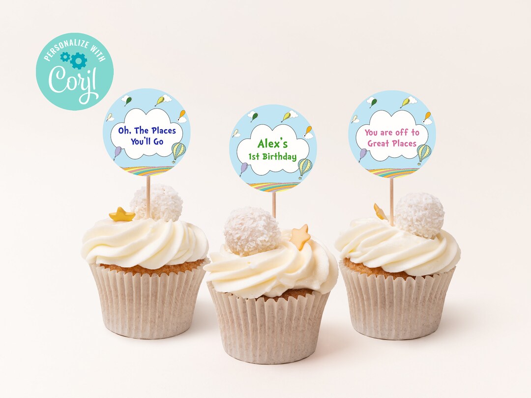 Hot Air Balloon Cupcake Toppers Editable. Hot Air Balloon - Etsy
